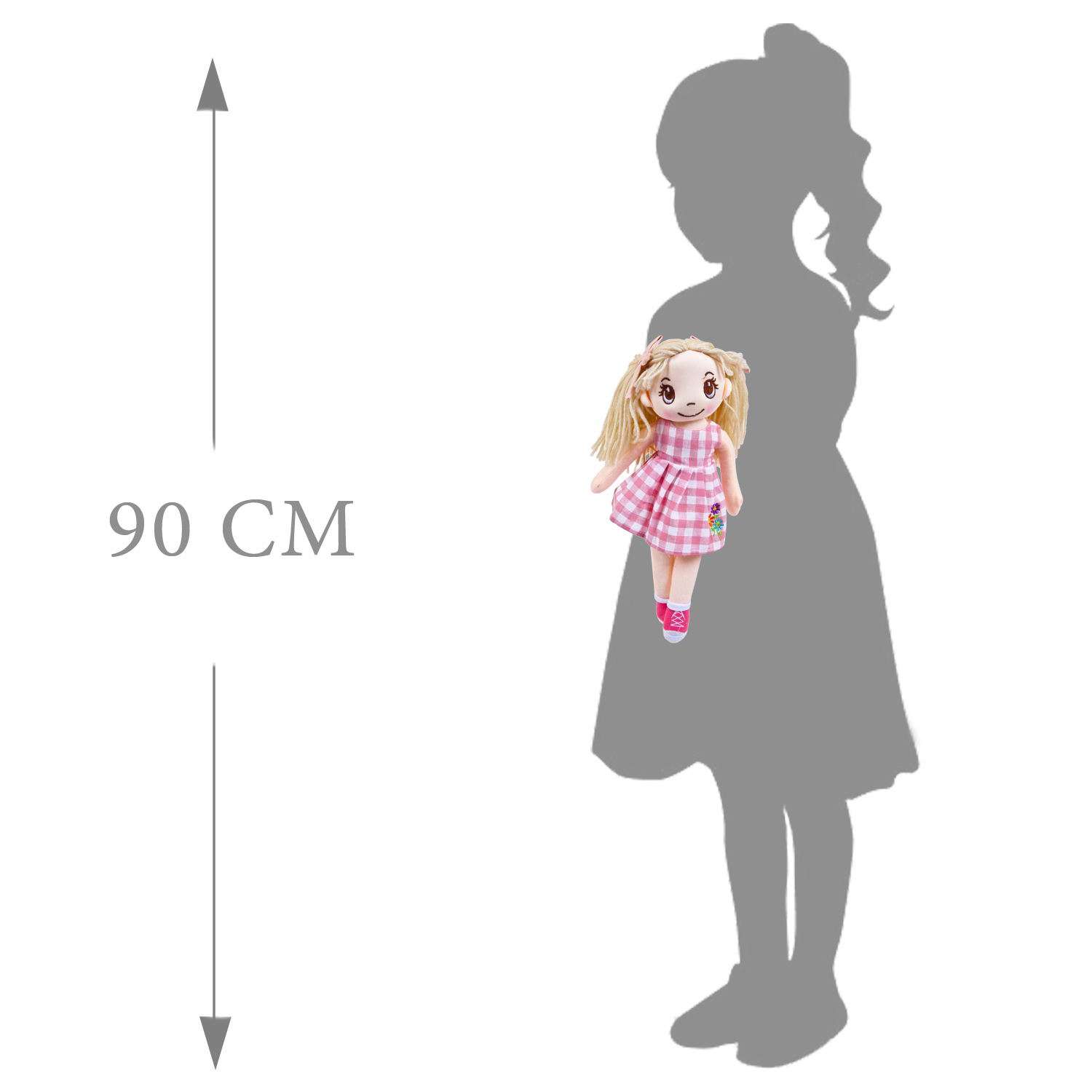 Кукла ABTOYS Мягкое сердце мягконабивная в клетчатом платье 30 см M6045 - фото 3