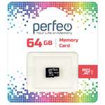 Карта памяти Perfeo microSDXC 64GB High-Capacity Class 10 UHS-1 без адаптера