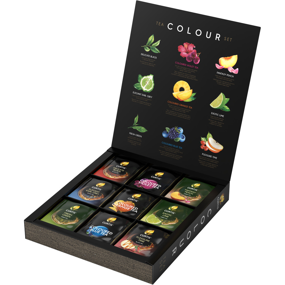 Набор чая в пакетиках Curtis Colour tea set 54 шт ассорти 9 вкусов с цветными чаями - фото 3