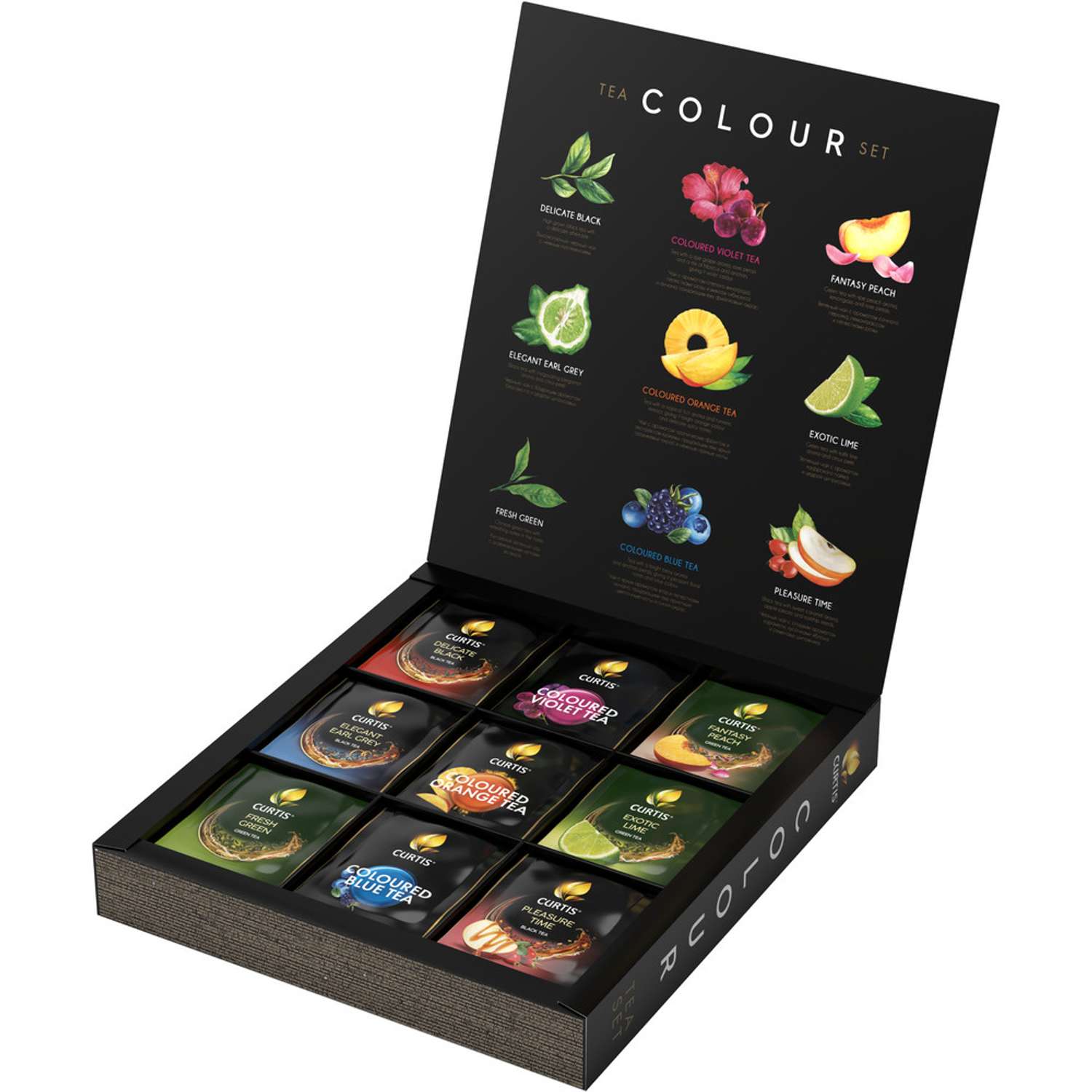 Набор чая в пакетиках Curtis Colour tea set 54 шт ассорти 9 вкусов с цветными чаями - фото 3