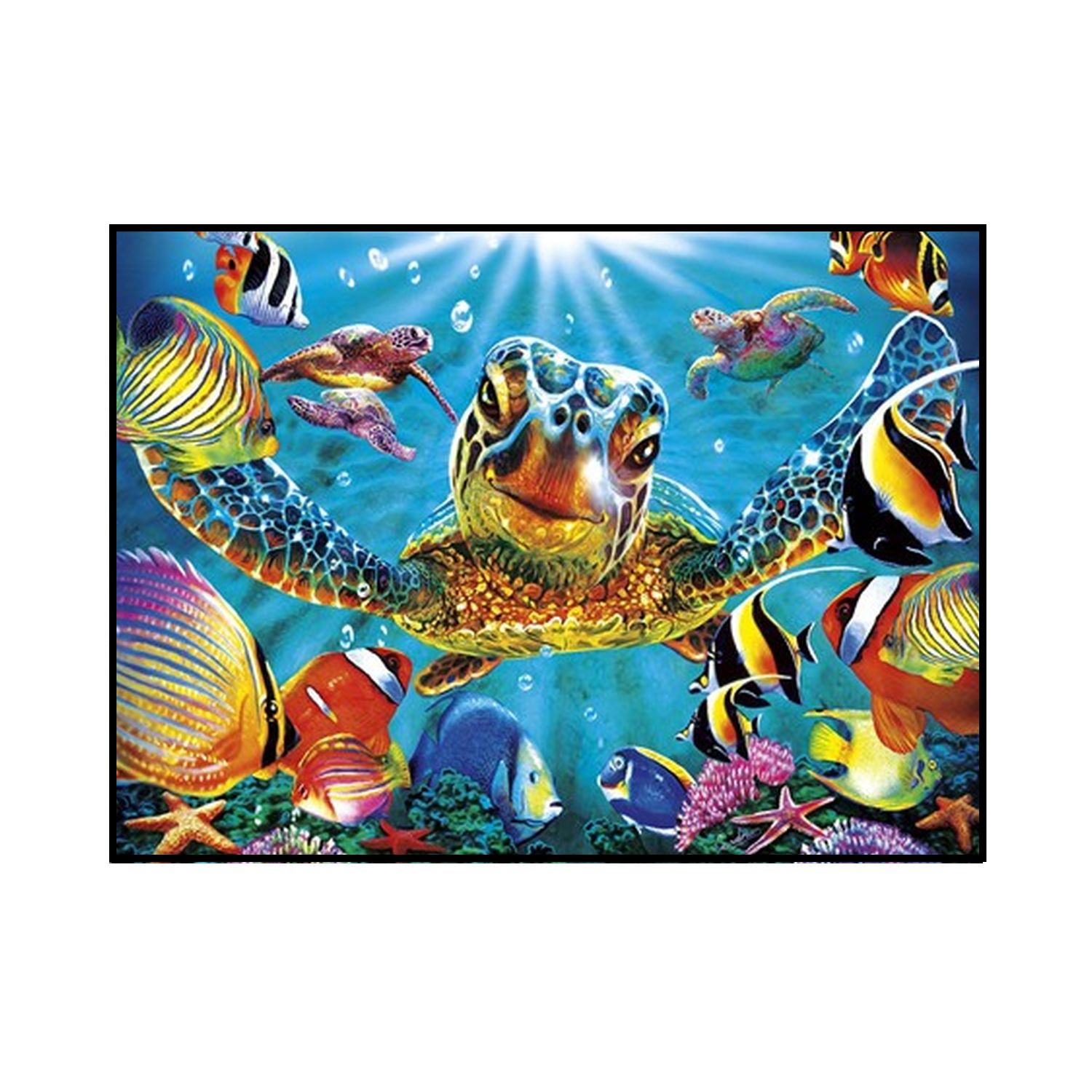 Алмазная мозаика Seichi Морская черепашка с рыбками 40х50 см - фото 2