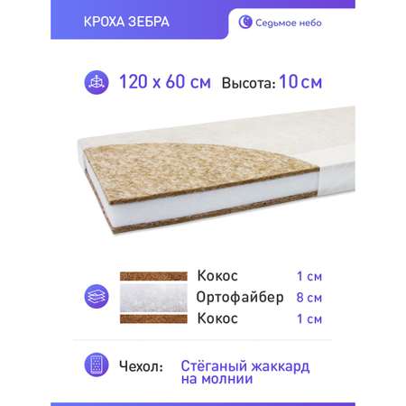 Матрас Embrio Кроха 1500 зебра 120х60х10 см