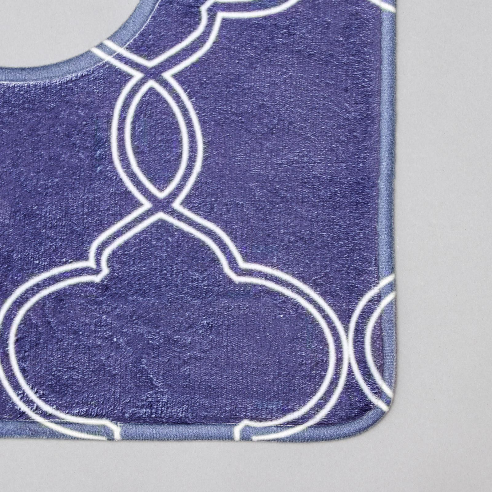 Набор ковриков Доляна для ванной и туалета «Виньер» 2 шт: 44×50 50×80 см цвет синий - фото 4