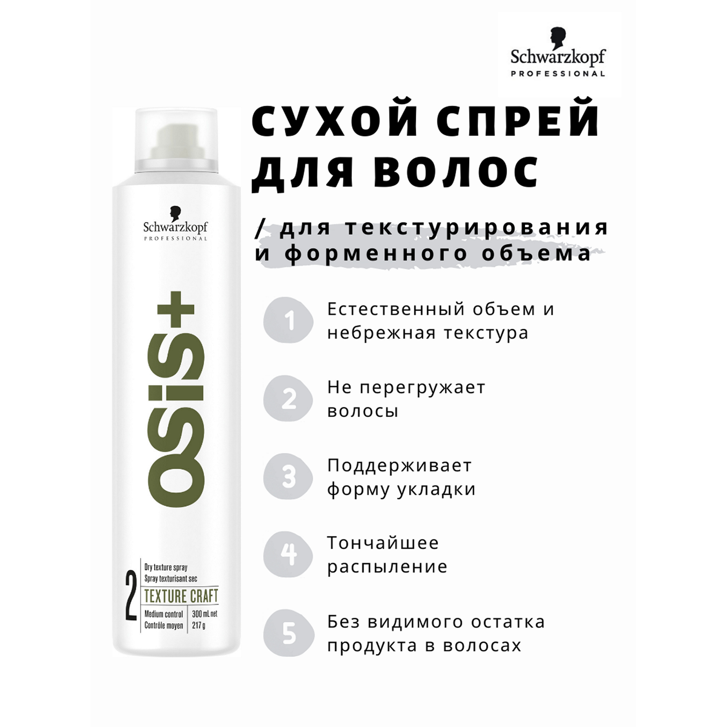 Сухой спрей Schwarzkopf Professional OSIS+ средней фиксации texture craft 300 мл - фото 2