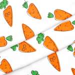 Ткань Совушка трикотаж интерлок с рисунком морковь хлопок для творчества 45х50 см бело-оранжевый
