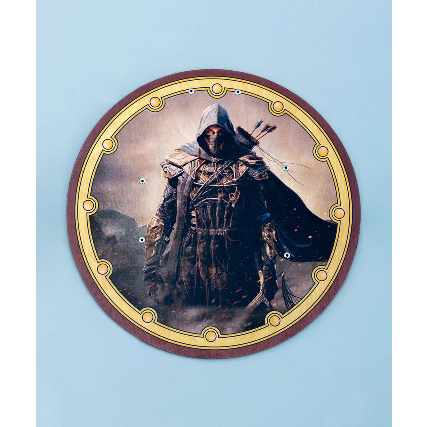 Игрушка Щит Средневековая крепость круглый Воин в маске - фото 1