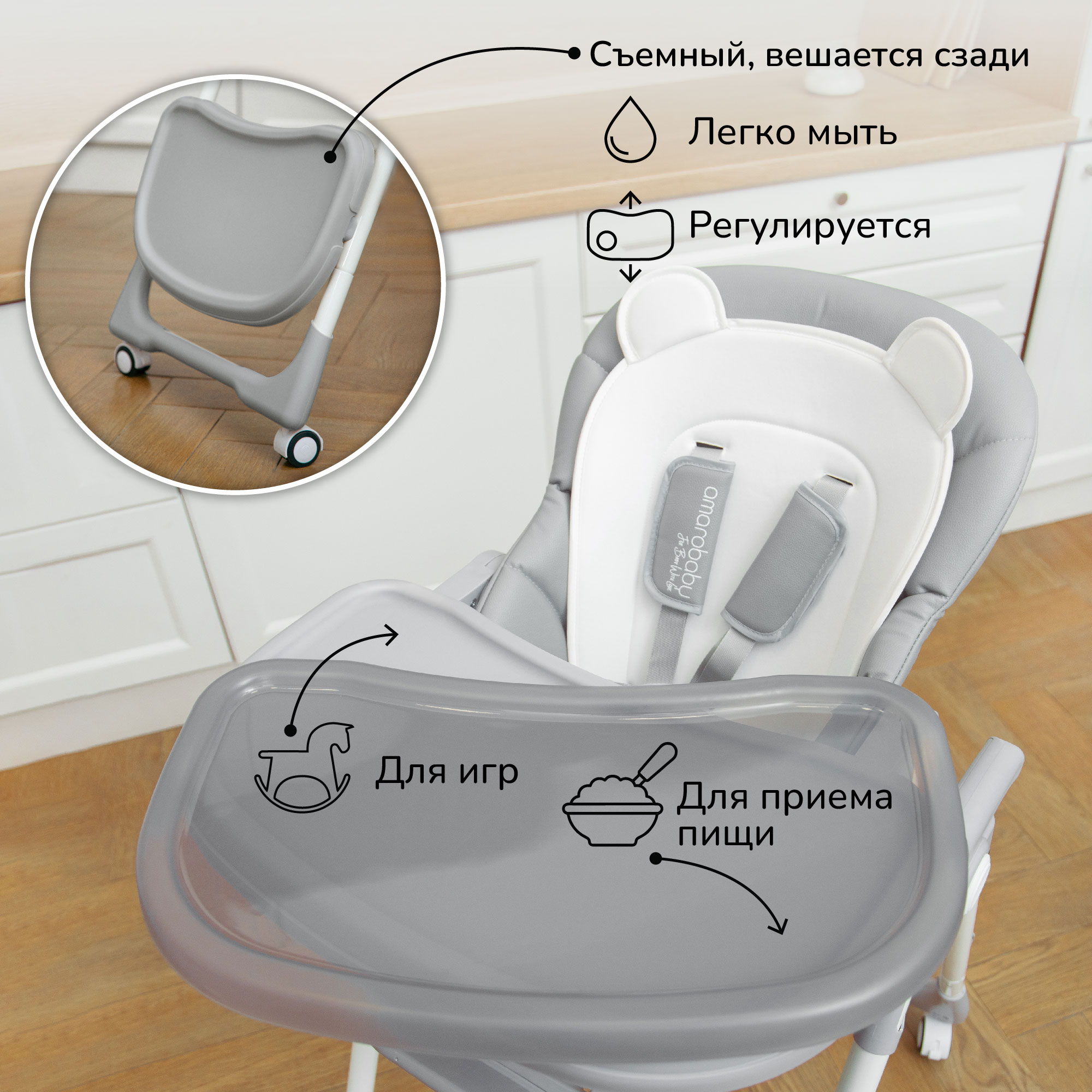 Стульчик для кормления Amarobaby Allure классический - фото 5