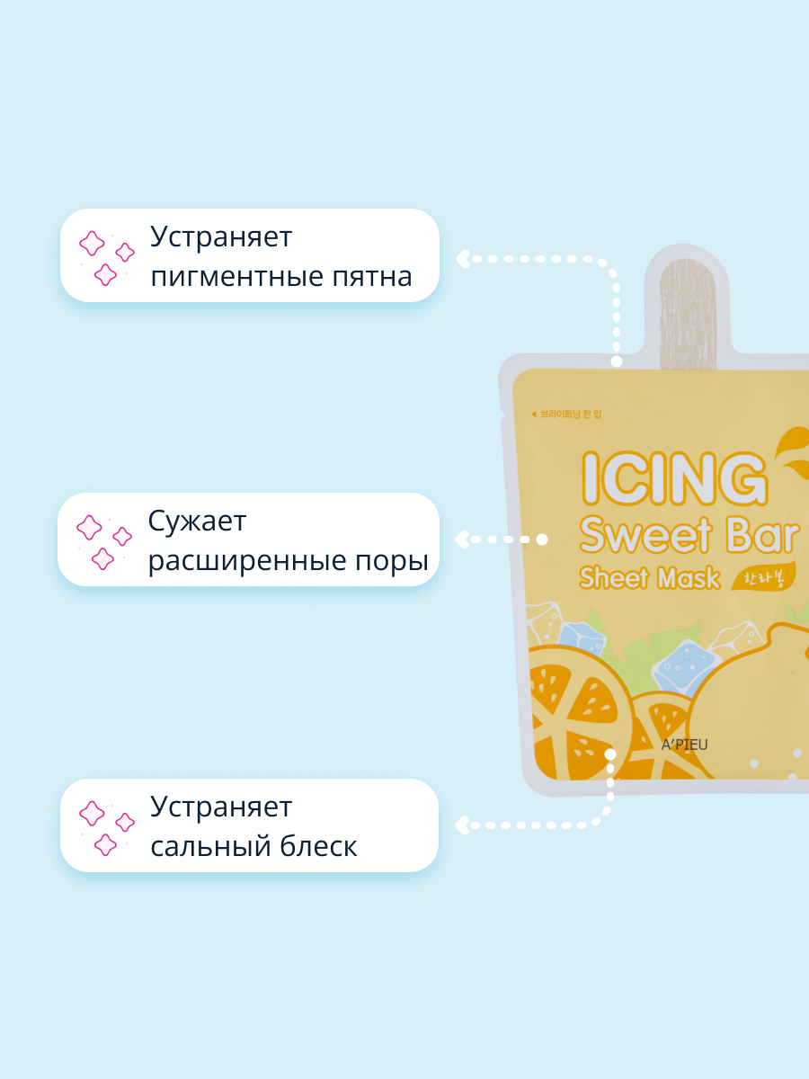 Маска тканевая APieu Icing sweet bar цитрус 21 г - фото 3