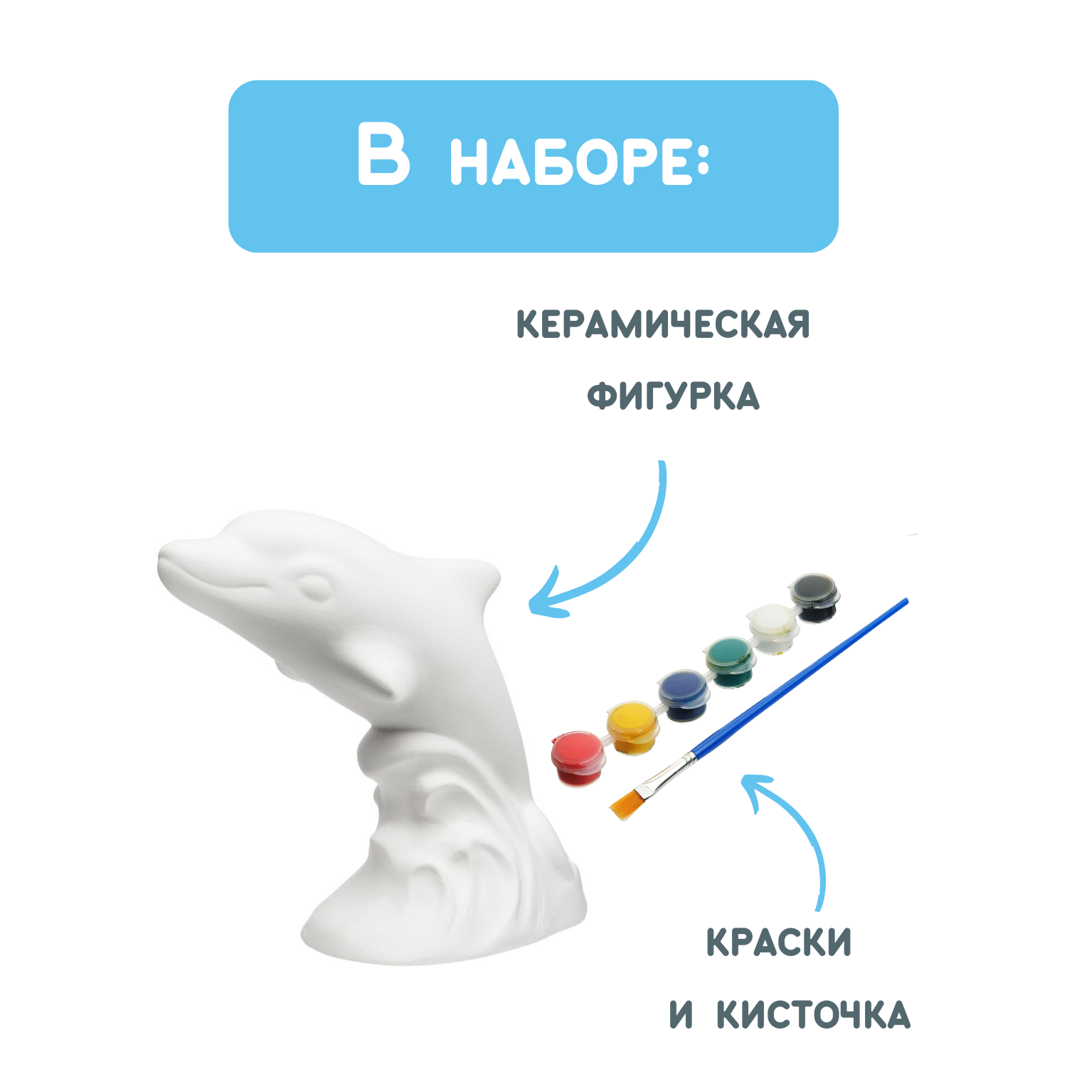 Набор для творчества Раскрась и подари Сделай сам керамическую фигурку игрушку Дельфин - фото 4