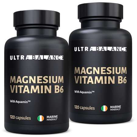 Магний витамин В6 UltraBalance антистресс успокоительное для беременных Mg b6 премиум с аквамином 240 капсул