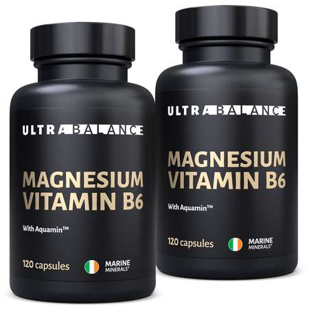 Магний витамин В6 премиум UltraBalance бад для мужчин и женщин Magnesium b6 с комплексом Aquamin 240 капсул