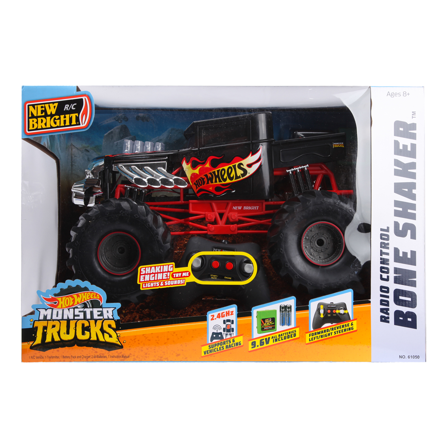 Машина Hot Wheels РУ 1:10 Monster Truck Bone Shaker Черный 61050