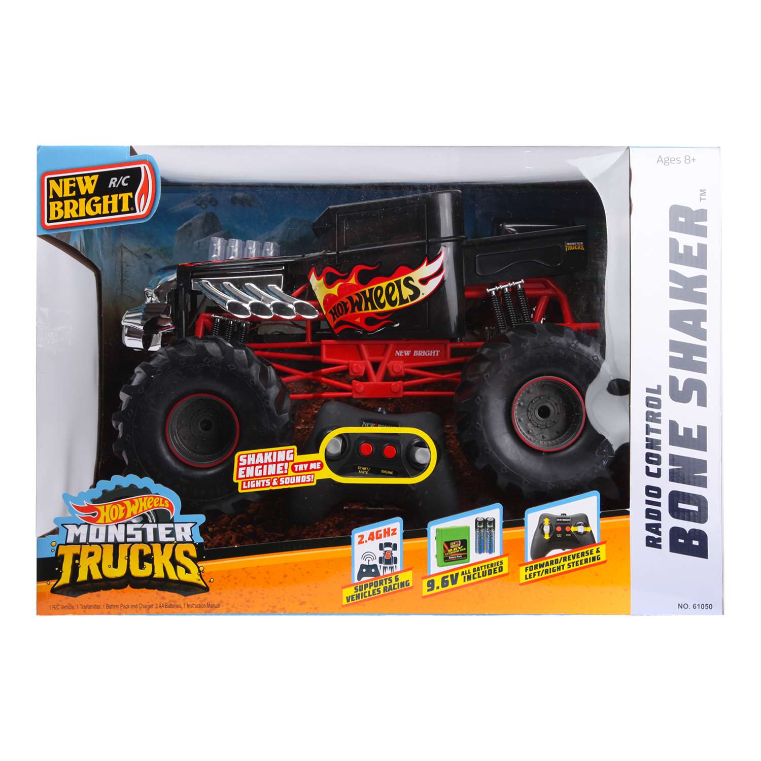 Машина Hot Wheels РУ 1:10 Monster Truck Bone Shaker Черный 61050 - фото 2