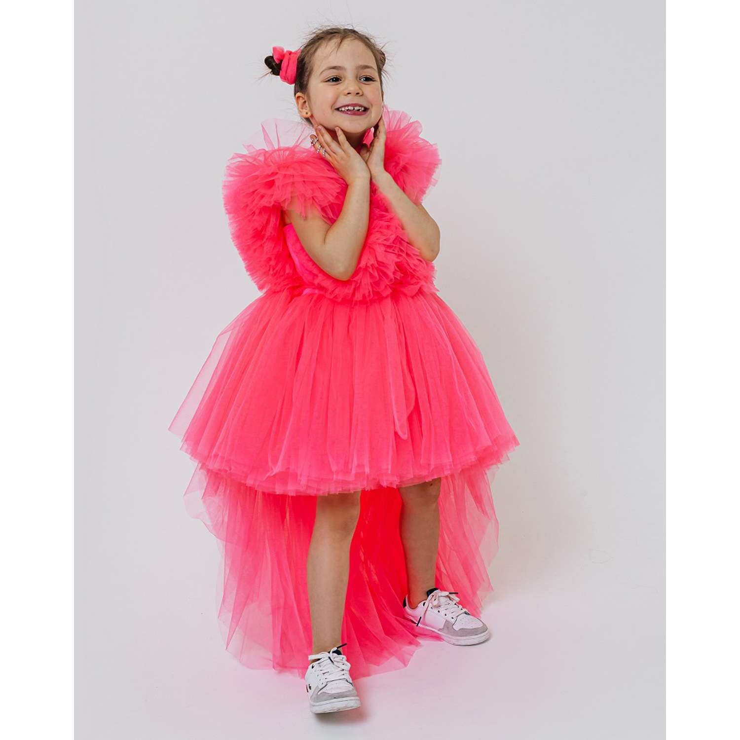 Платье Роскошь с Детства 07-RSD-27 розовый-неоновый- мини - фото 3
