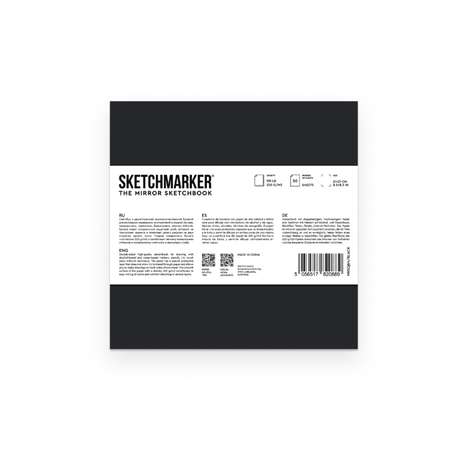 Скетчбук SKETCHMARKER THE MIRROR 16.3х16.3 см 50 листов твердая черная обложка