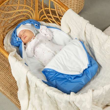 Конверт на выписку Чудо-чадо для новорожденного теплый флисовый «Chicky» голубой