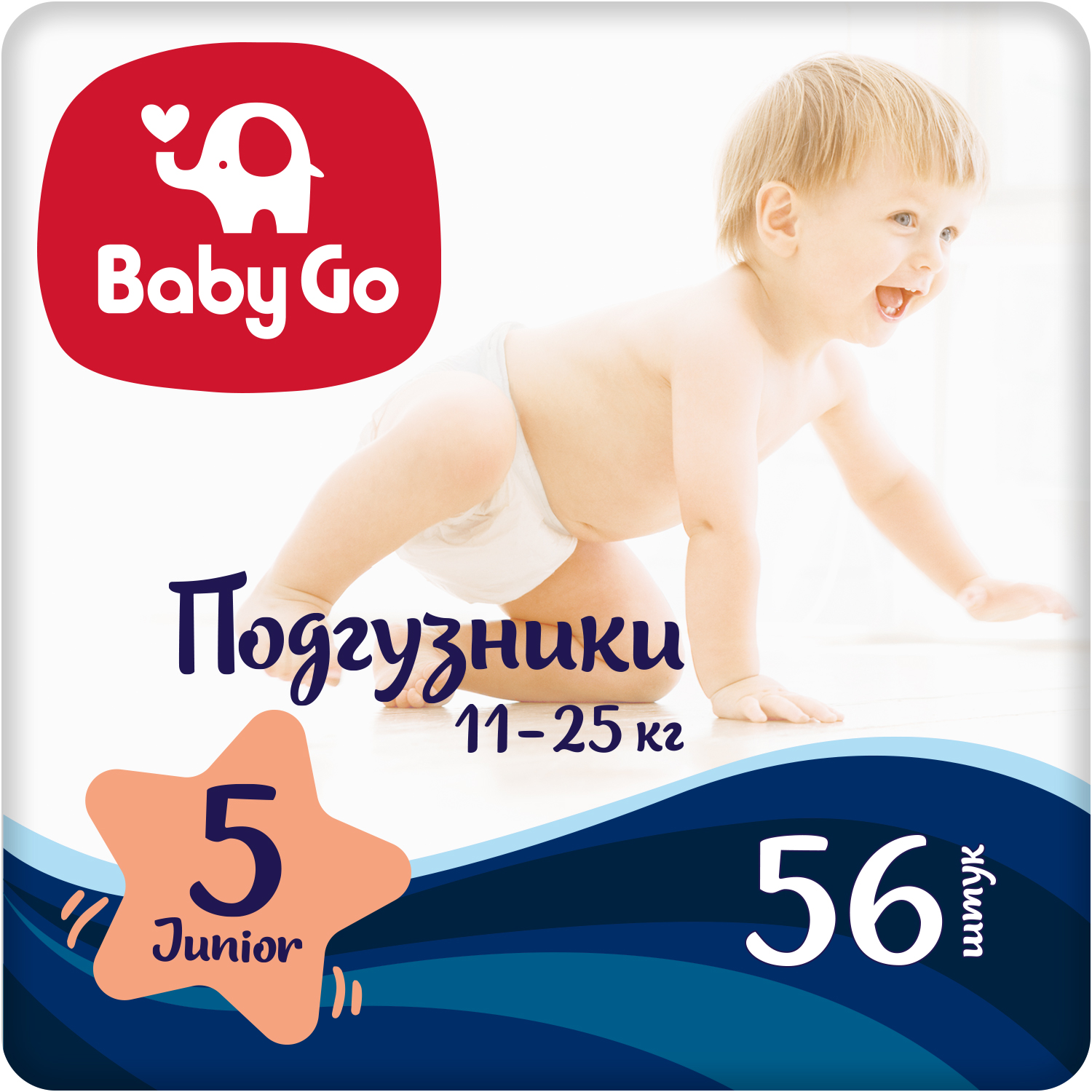 Подгузники BabyGo Junior 11-25кг 56шт - фото 1