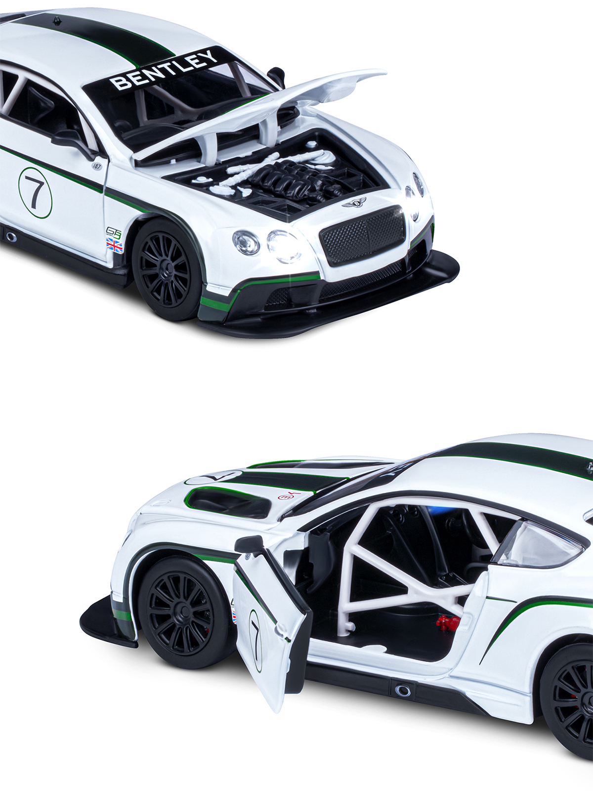 Автомобиль АВТОпанорама Bentley 1:24 инерционный белый JB1200125 - фото 8