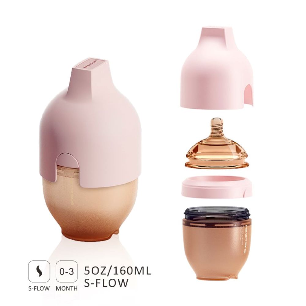 Бутылочка антиколиковая HEORSHE Ultra Wide Neck Baby Bottle от 0 месяцев 160 мл розовая - фото 3