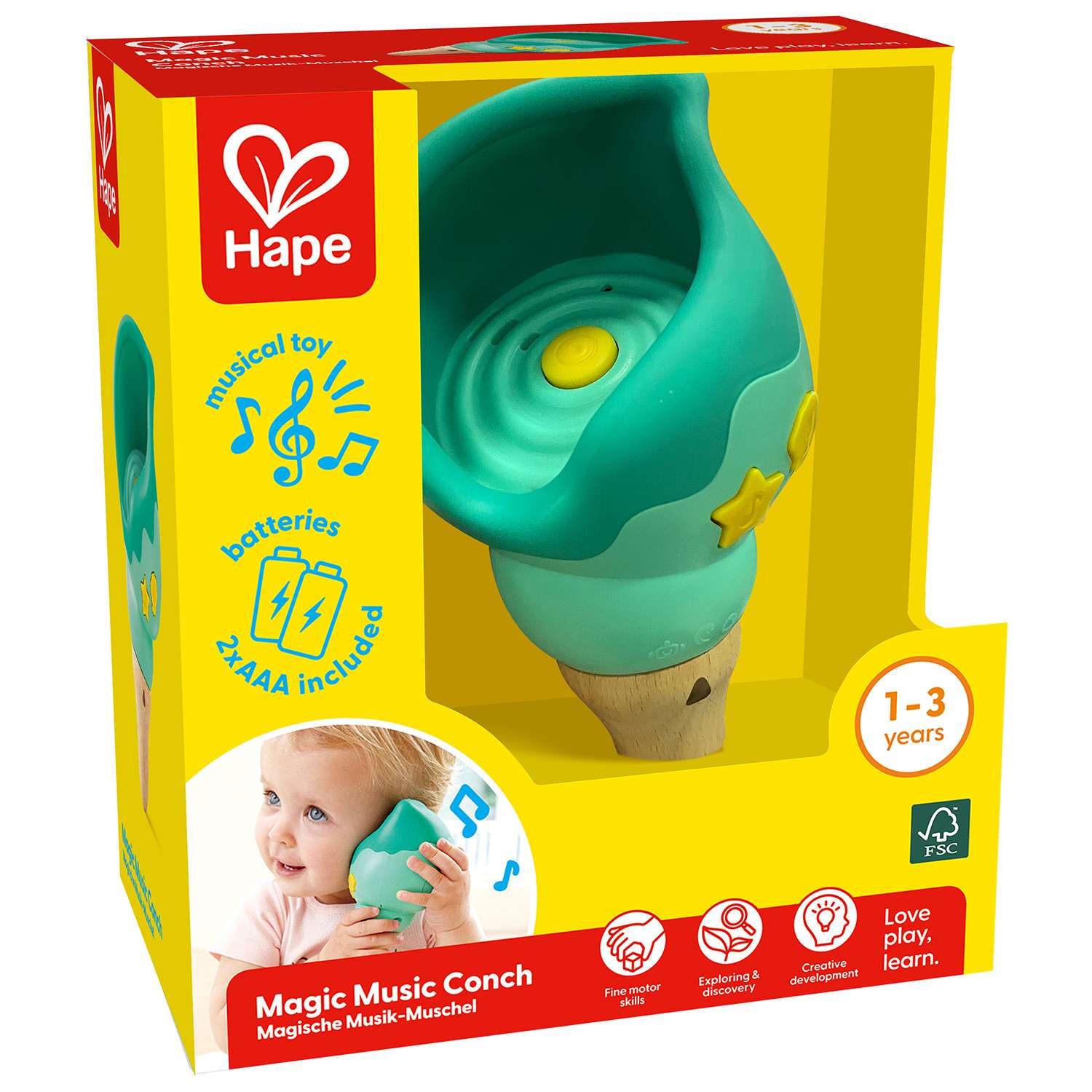 Интерактивная игрушка HAPE для малышей музыкальная Волшебная ракушка серия На море - фото 2