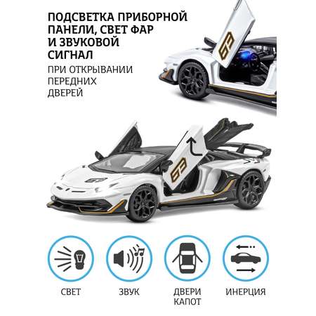 Машинка металлическая АВТОпанорама игрушка детская Lamborghini SVJ 1:32 белый