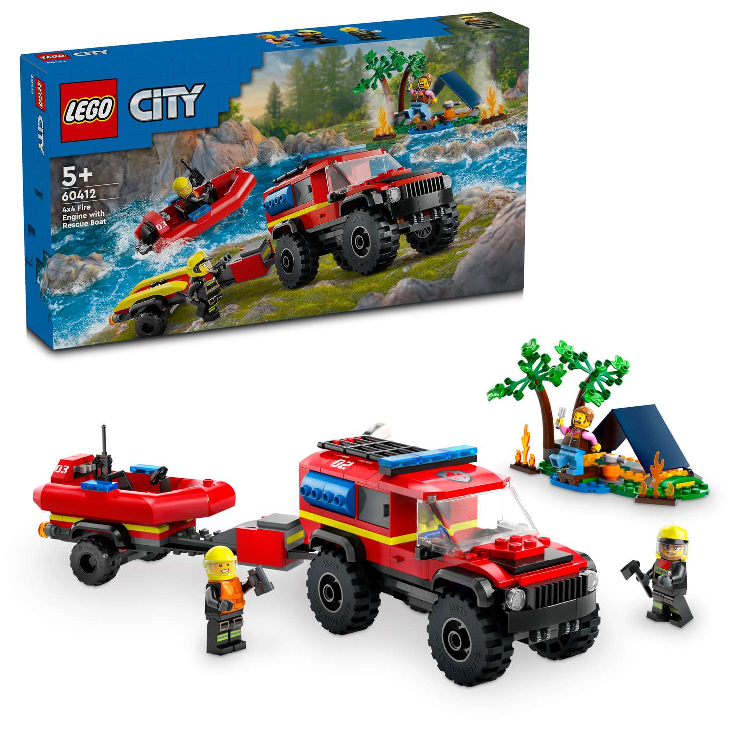 Конструктор LEGO City Пожарная машина 4x4 со спасательной лодкой 60412 - фото 1