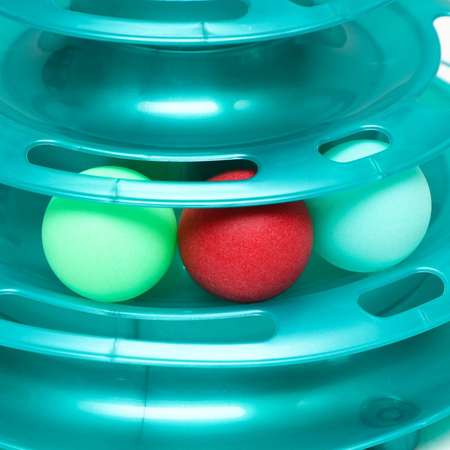 Игровой комплекс Пижон для кошек с 3 шарами бирюзовый перламутр