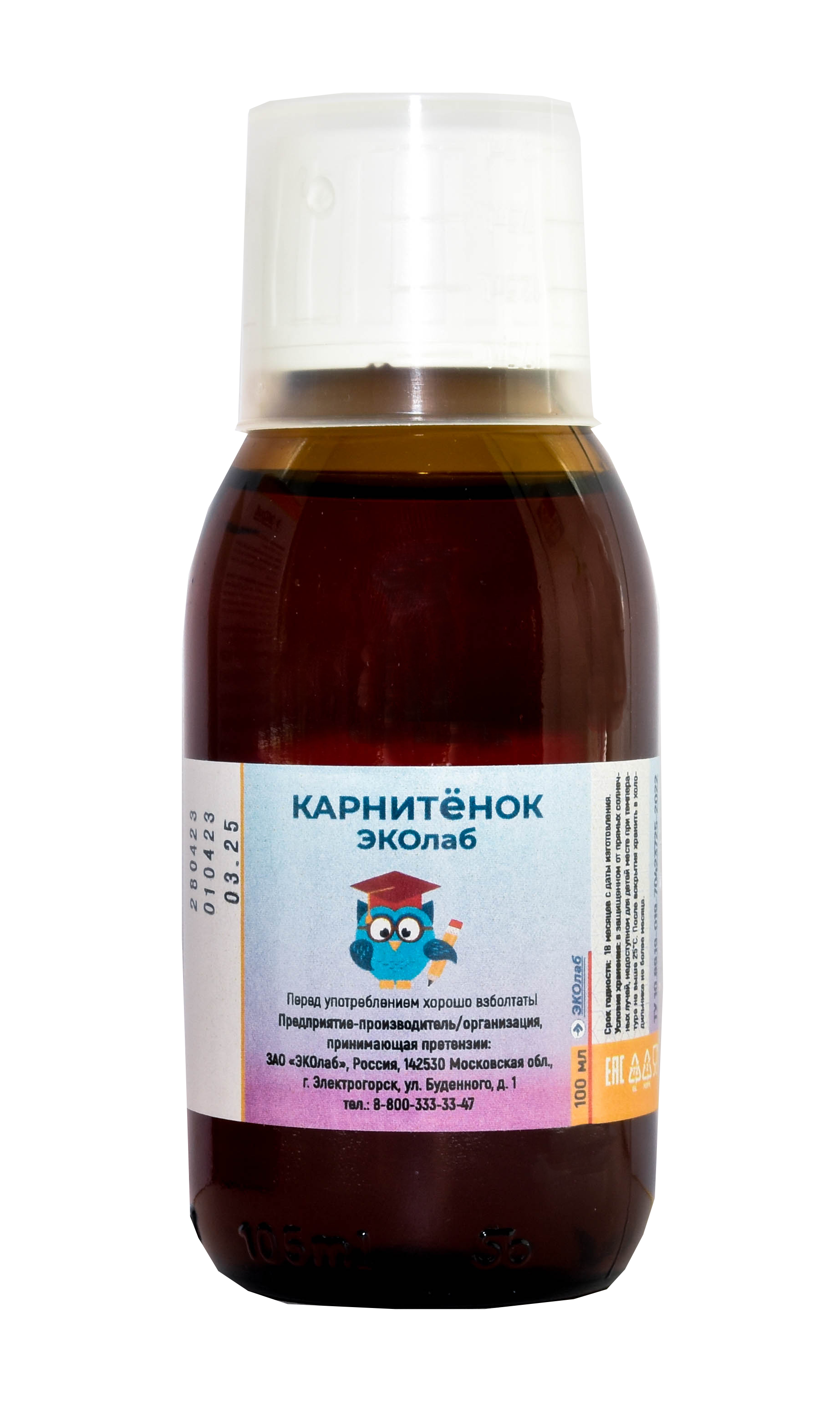 Карнитёнок ЭКОлаб L-карнитин детский купить по цене 400 ₽ в  интернет-магазине Детский мир