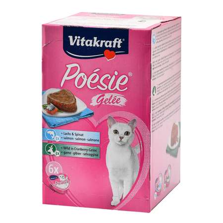 Корм влажный для кошек Vitakraft Poesie 85г*6шт лосось-оленина взрослых пауч