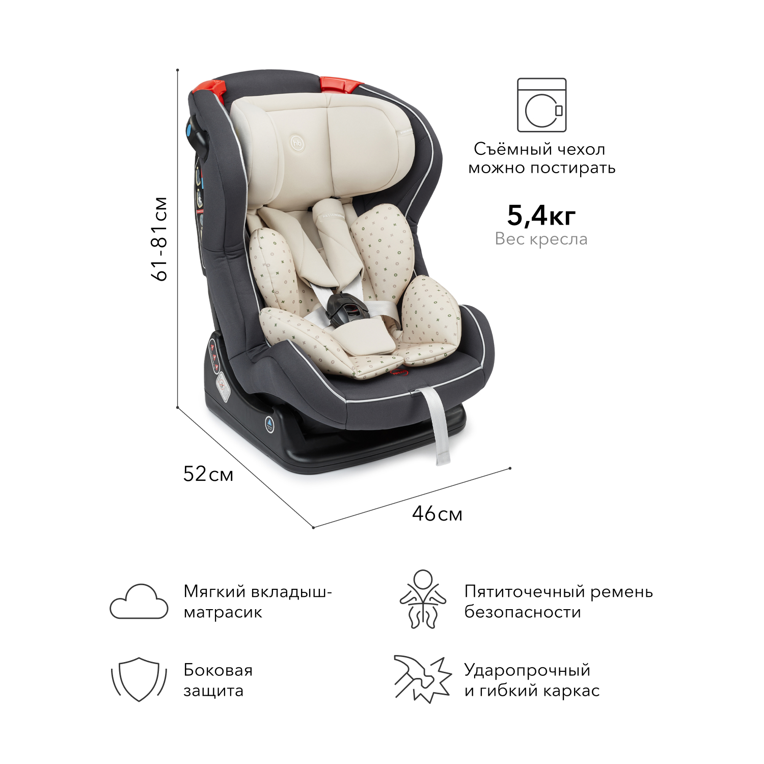 Автокресло Happy Baby Passenger V2 Graphite купить по цене 5399 ₽ в  интернет-магазине Детский мир