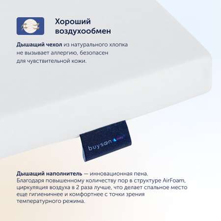 Матрас в кроватку buyson Joy от 0 до 3 лет 140х70 см