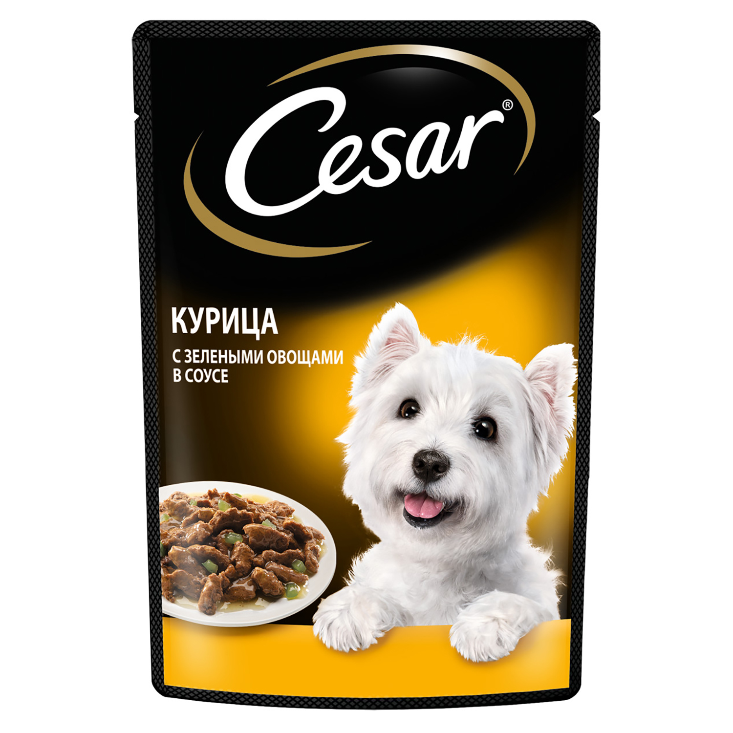 Корм для собак Cesar 85г курица и зеленые овощи в соусе консервированный - фото 1