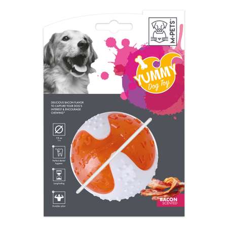 Игрушка для собак M-Pets Мячик с ароматом бекона Оранжевый-Белый 10635599