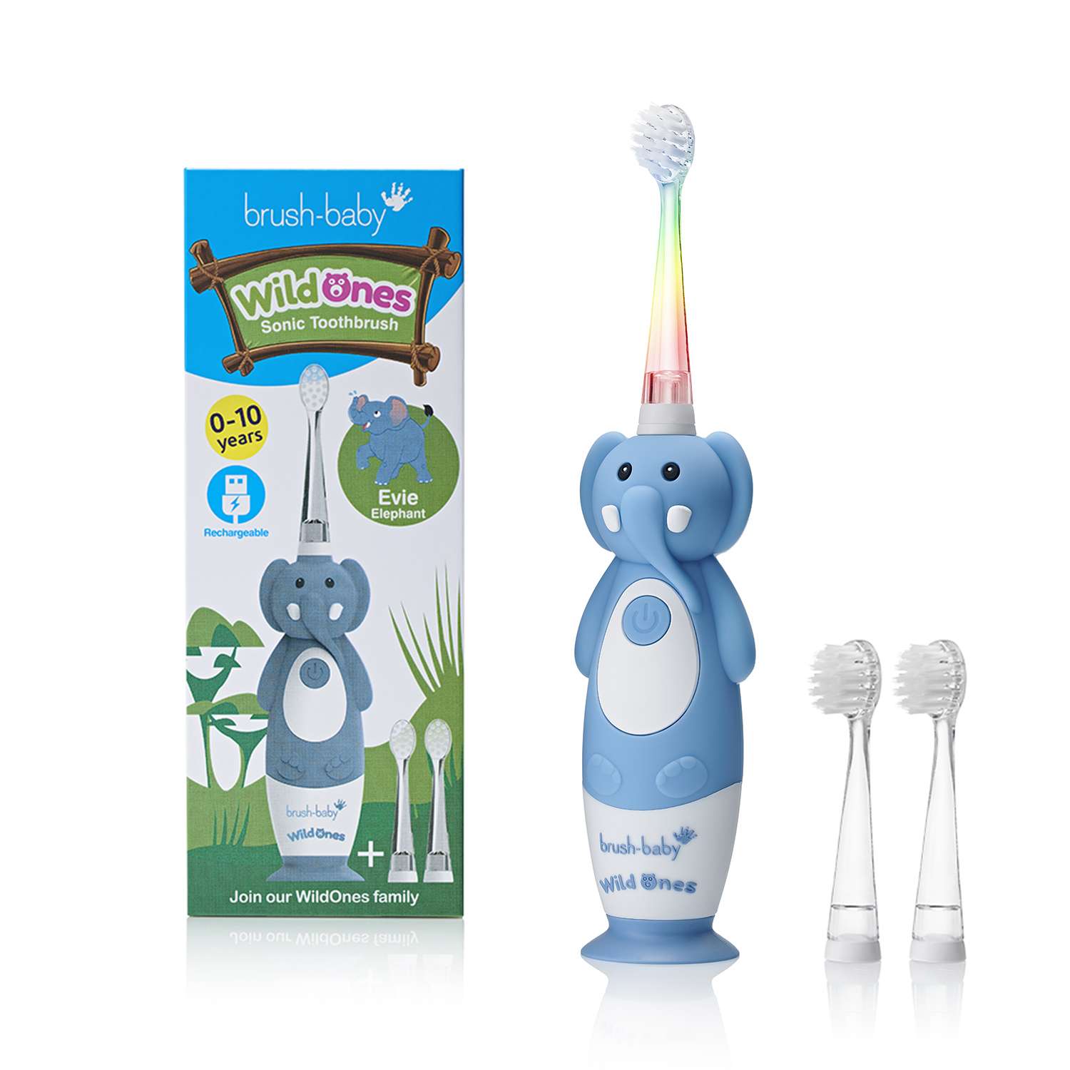 Зубная щетка электрическая Brush-Baby Sonic WildOnes звуковая Слон 0-10 лет - фото 1