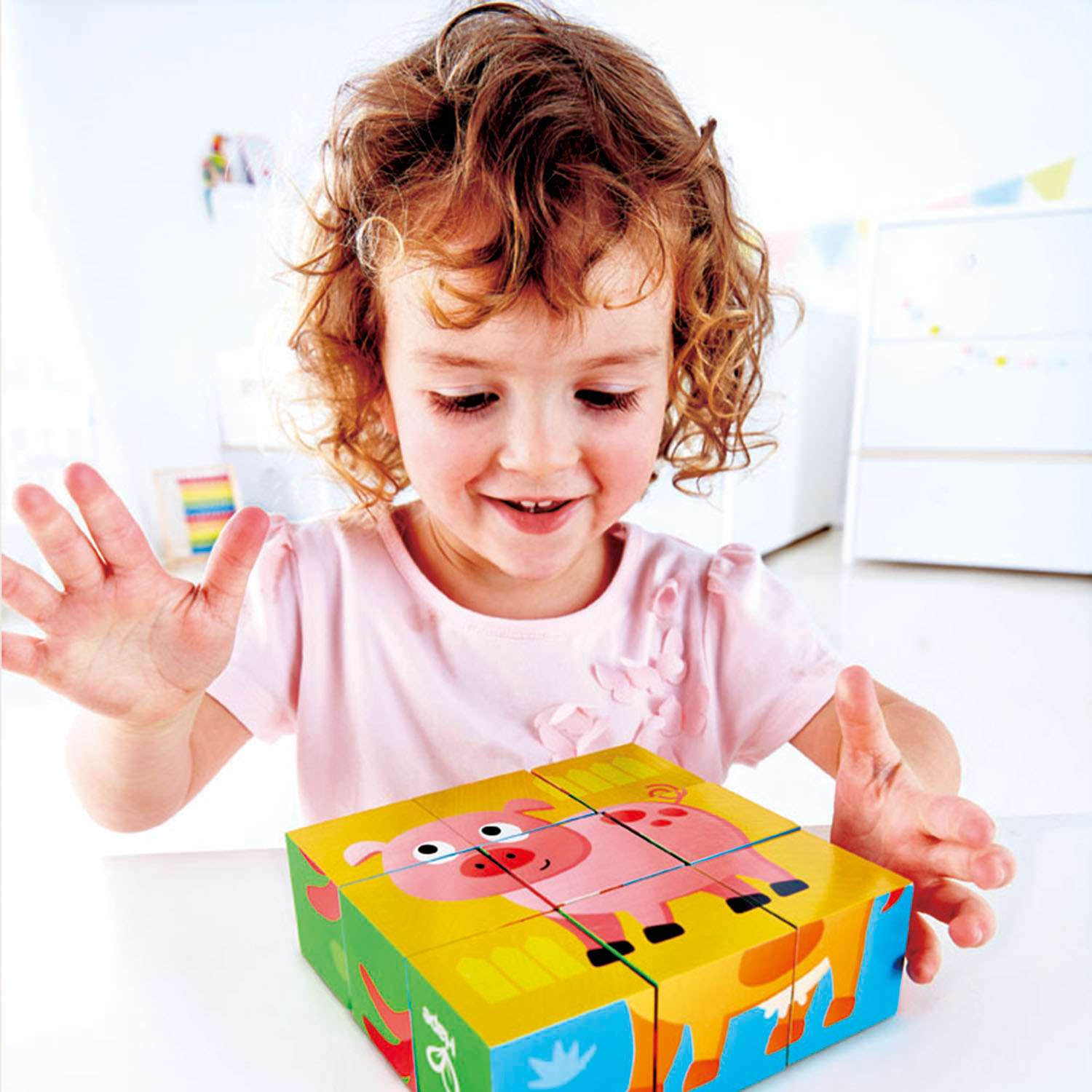 Детские деревянные кубики HAPE Ферма 6 вариантов картинок - фото 4