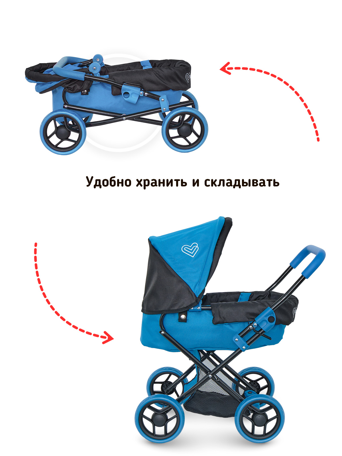 Коляска для кукол трансформер Buggy Boom синяя 8446-0775 - фото 5