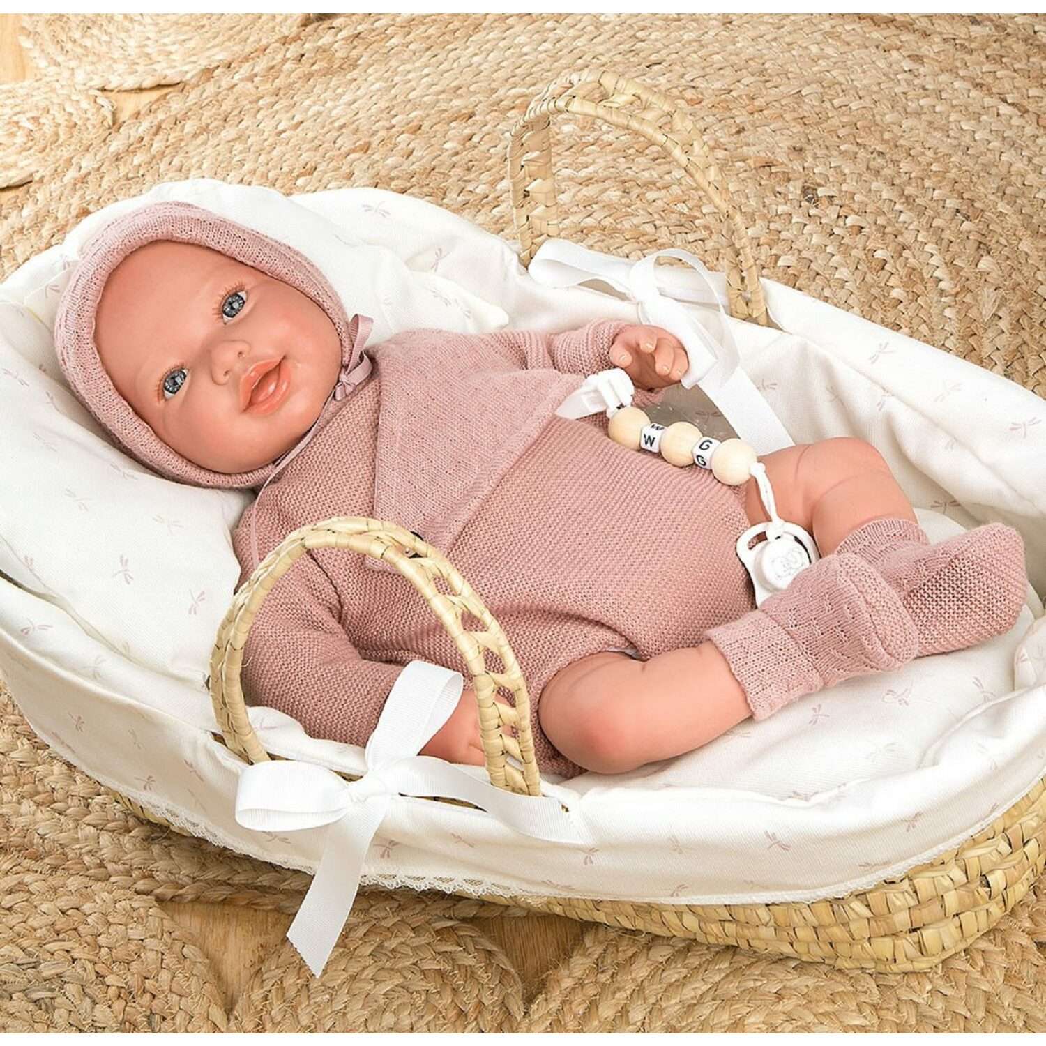 Кукла пупс Arias Reborns Avana реборн новорожденный мягкий 45 см реалистичный с корзиной Т22936 - фото 2