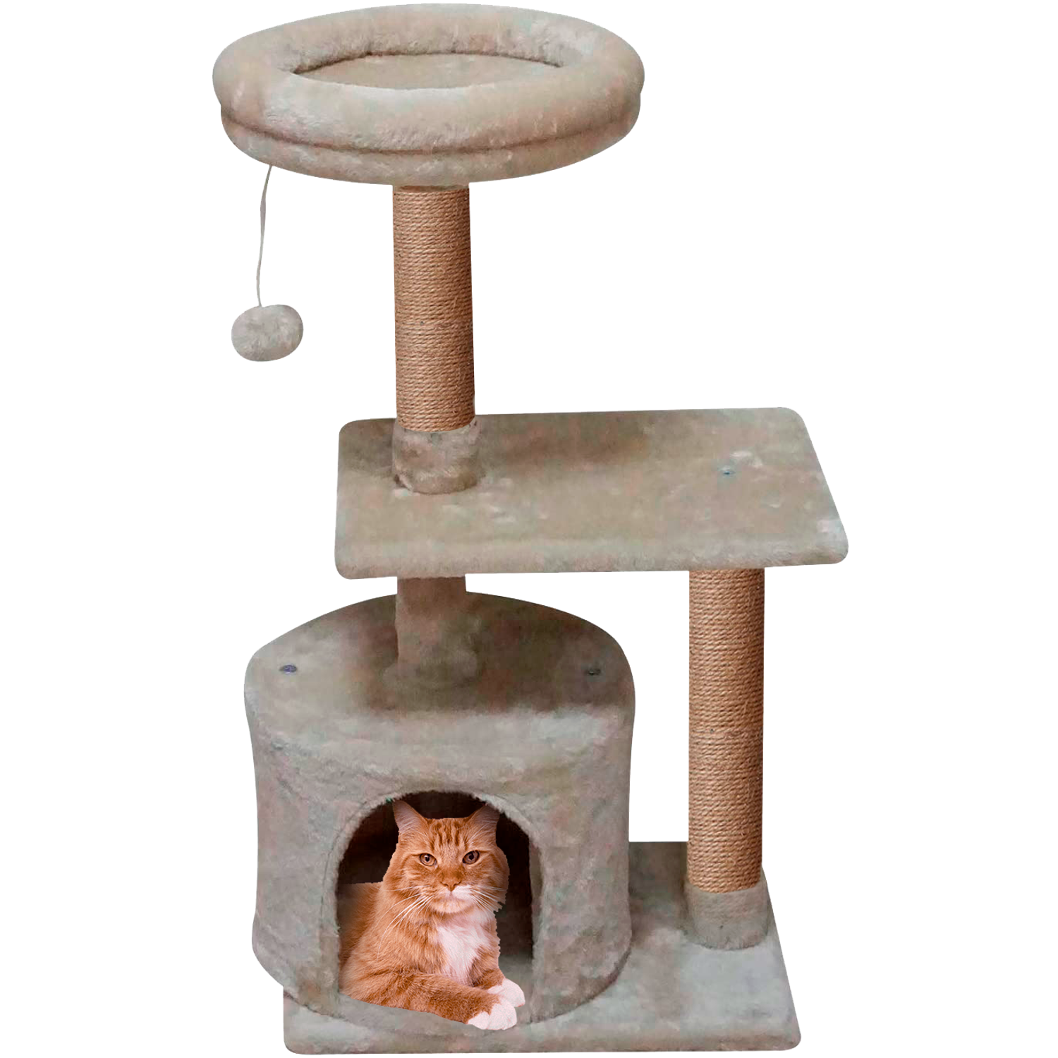 Домик для кошки с когтеточкой Pet БМФ Бежевый - фото 2