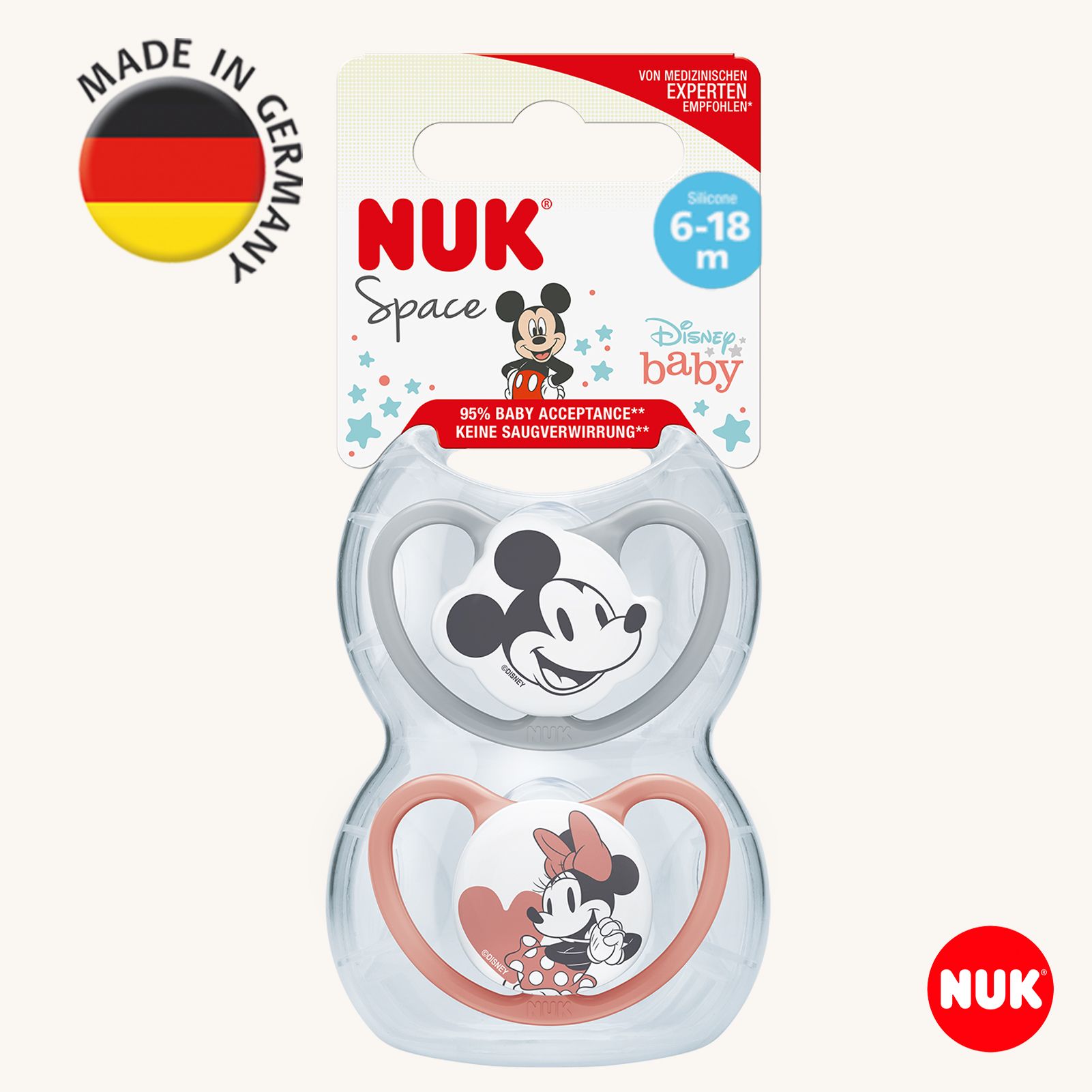 Соска пустышка ортодонтическая силикон Nuk NUK SPACE MICKEY - фото 1