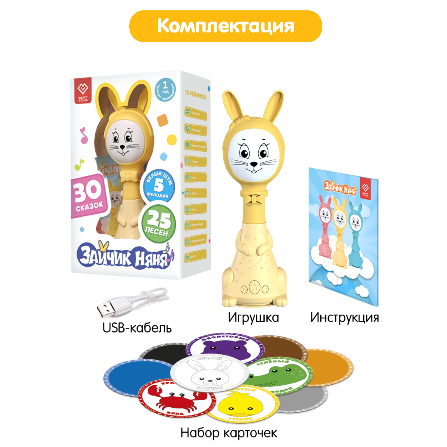 Интерактивная игрушка BertToys Зайчик Няня 10 режимов - фото 13