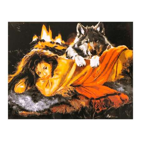 Картина по номерам Школа Талантов Девушка с волком