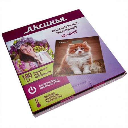 Весы напольные Аксинья КС-6000 Рыжий кот электронные 180 кг