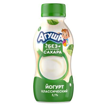 Йогурт питьевой Агуша 3.1% классический 180г с 8месяцев