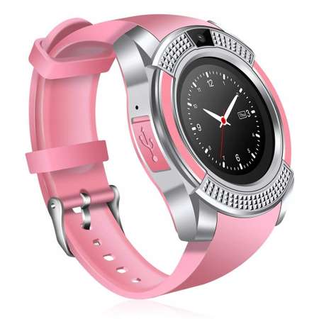 Смарт-часы наручные розовые CASTLELADY с камерой Smart Watch DZ 09 умные
