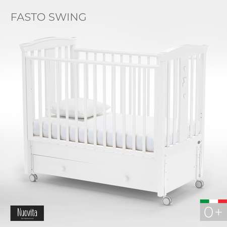 Детская кроватка Nuovita прямоугольная, продольный маятник (белый)