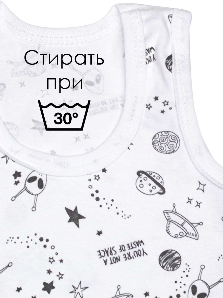 Майка 3 шт Babycollection 636/mkb004/sph/k3/019/p1/W*mбелый голубой серый - фото 7