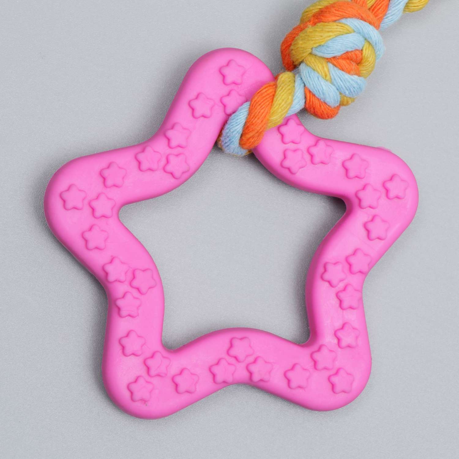 Игрушка для собак Пижон жевательная с канатом «Звезда с хвостом» розовая - фото 4