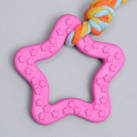 Игрушка для собак Пижон жевательная с канатом «Звезда с хвостом» розовая