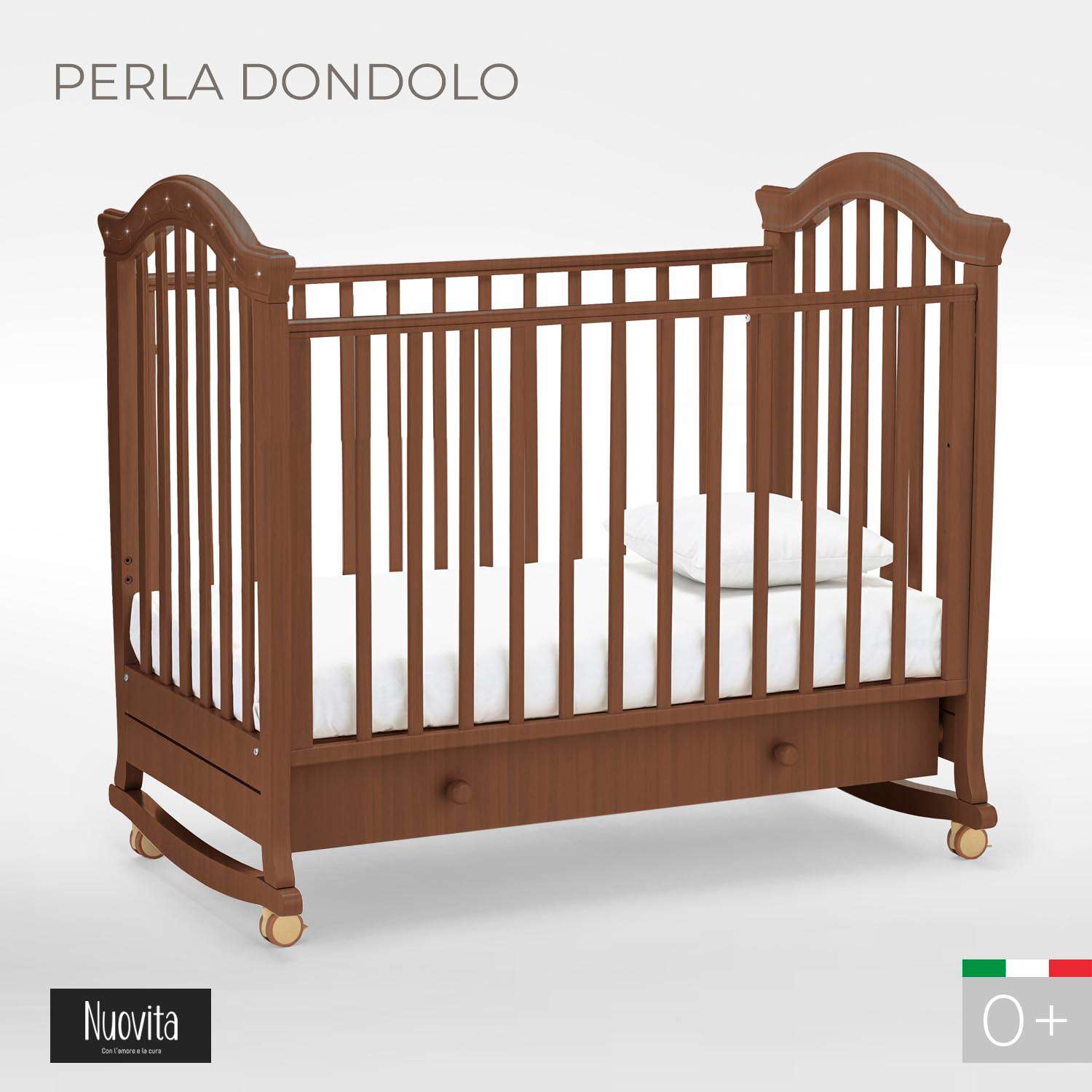 Детская кроватка Nuovita Perla Dondolo прямоугольная, без маятника (темный орех) - фото 2