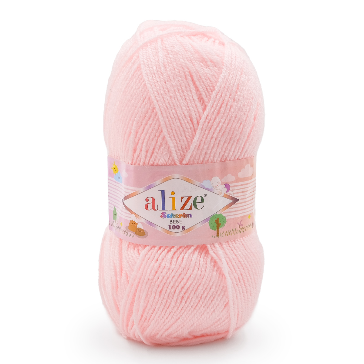 Пряжа для вязания Alize sekerim bebe 100 гр 320 м акрил для мягких игрушек 184 пудра 5 мотков - фото 5